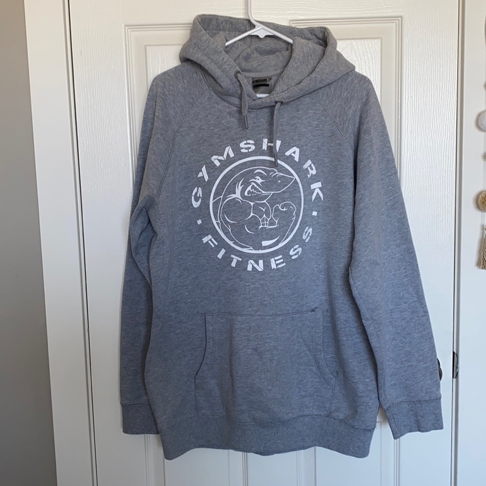 Mens XL Gray Gym Shark Hoodie